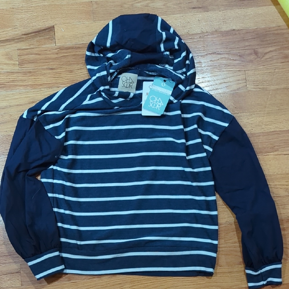 NWT Chaser Blue and White Striped Hoodie